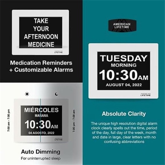 Dementia Clock Large Digital Clock for Seniors, Digital Clock Large Display - Picture 2 of 5